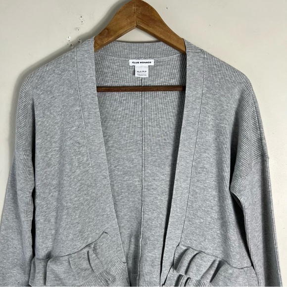 Club Monaco Women's Gray Ruffle Open Front Cardigan Size XS/S Feminine - Picture 7 of 10